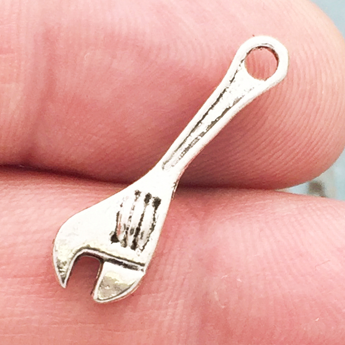 WRENCH Charms for Jewelry Making in Silver Pewter