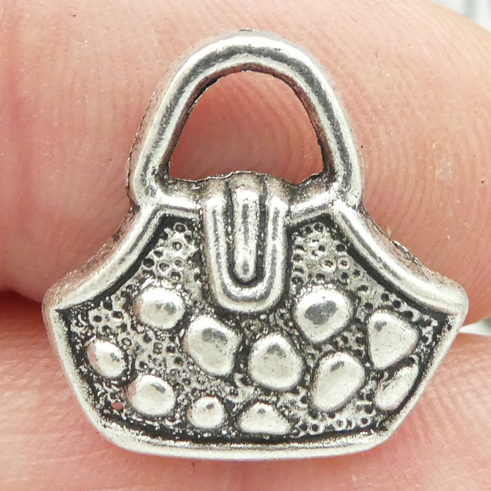 Alligator PURSE Charm in Antique Silver Pewter