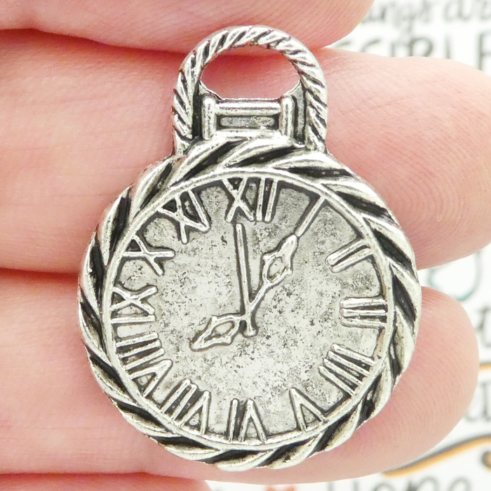 POCKET WATCH Charms Bulk in Antique Silver Pewter