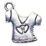 Heart T-SHIRT Charms Wholesale in Antique Silver Pewter