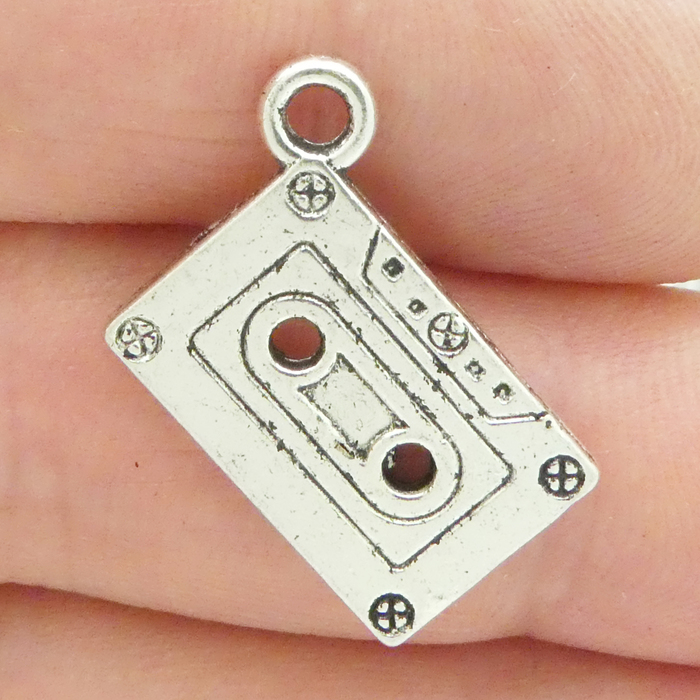 Cassette TAPE Charms Wholesale in Antique Silver Pewter