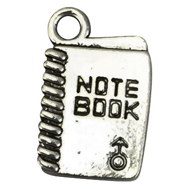 Silver NOTEBOOK Charms in Pewter