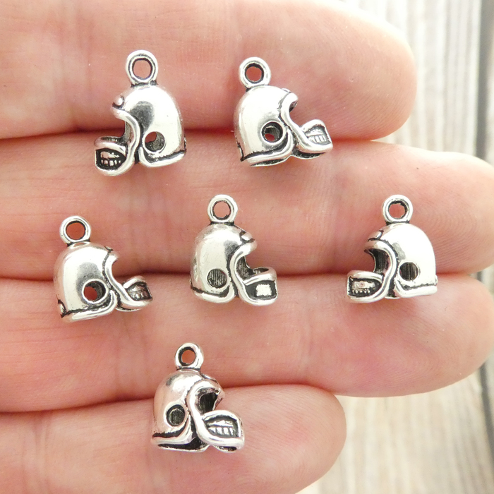 Black Football Helmet Charms Bulk in Silver Pewter » Sports Charm