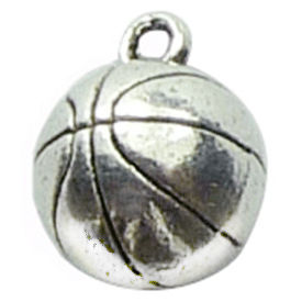 BASKETBALL Charm in Antique Silver Pewter Medium
