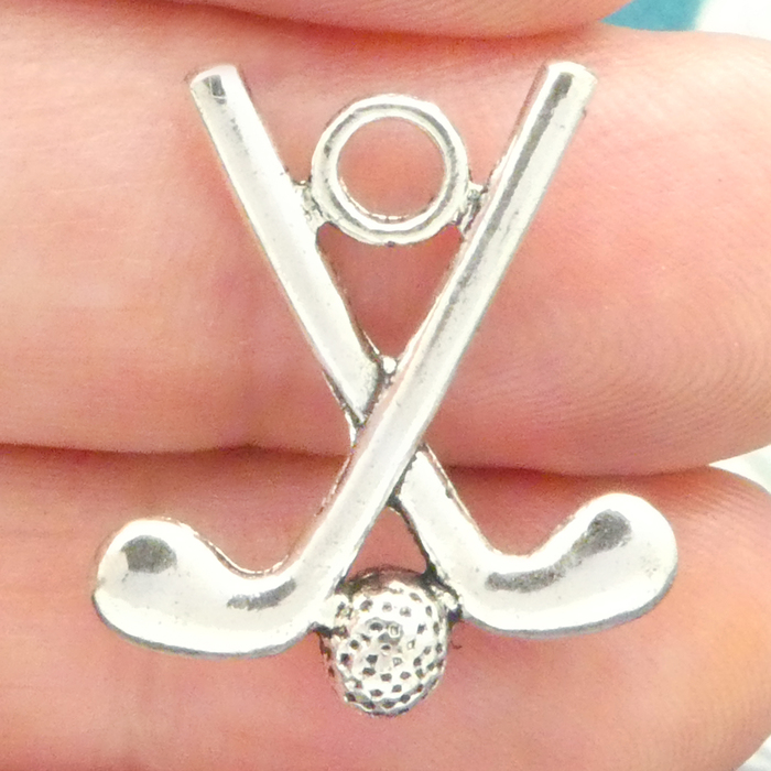 GOLF Charms Wholesale Silver Pewter with BALL and Clubs