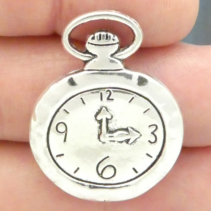 POCKET WATCH Charms Wholesale in Antique Silver Pewter