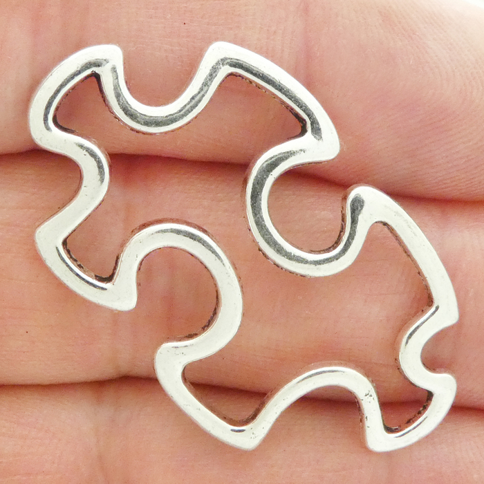 Outline PUZZLE Charms Wholesale in Silver Pewter Large