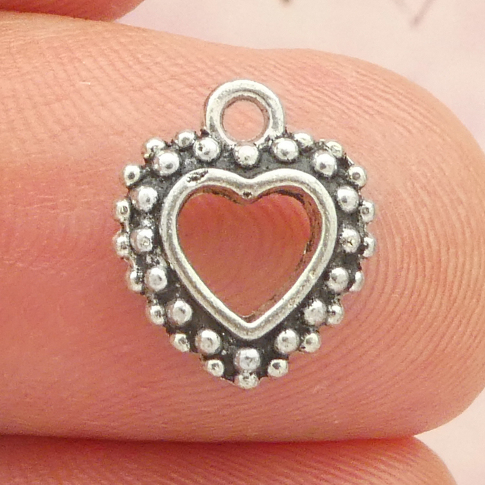 Silver Heart Charms for Jewelry Making with Bead Accents » Heart Charm