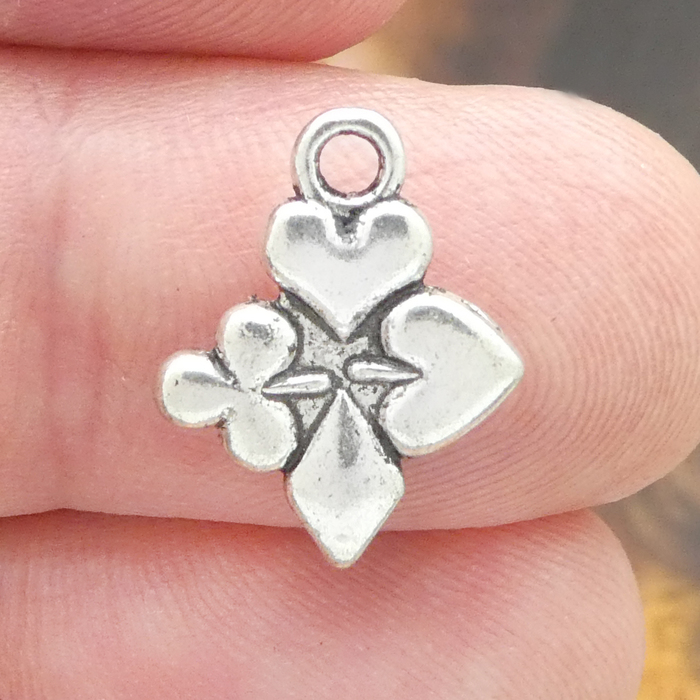 PLAYING CARD Suit Charms Bulk in Silver Pewter