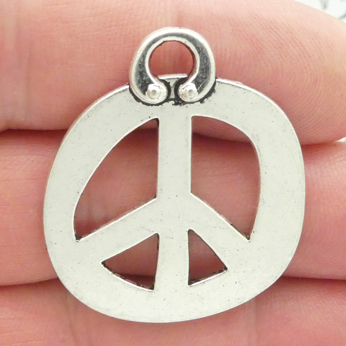 PEACE Sign Charms for JEWELRY Making Silver Pewter Large