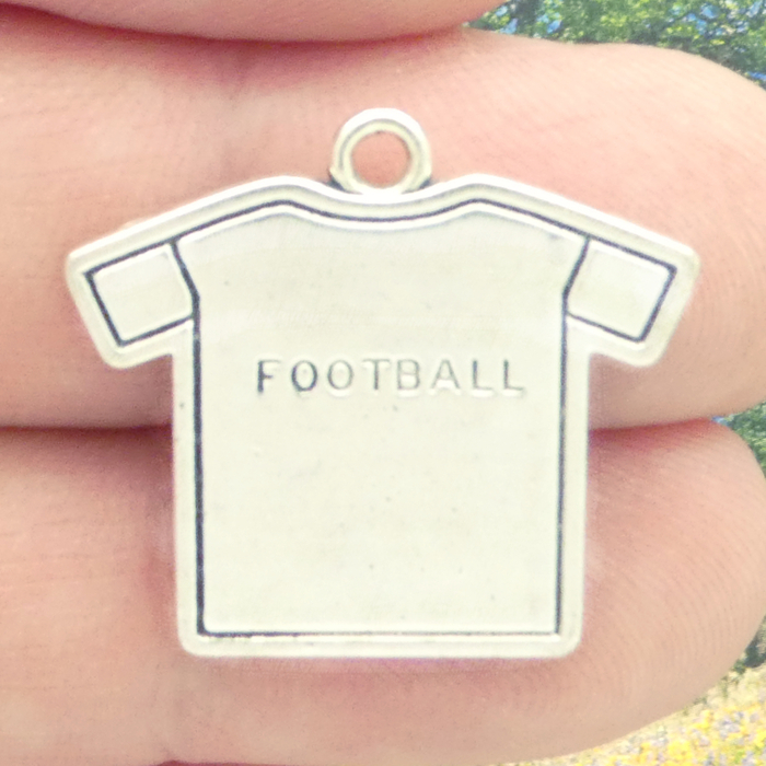 JERSEY Football Charms for Jewelry Making Silver Pewter