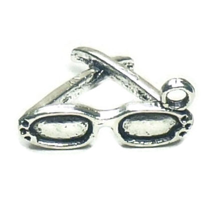 SUNGLASSES Charm in Antique Silver Pewter 3D