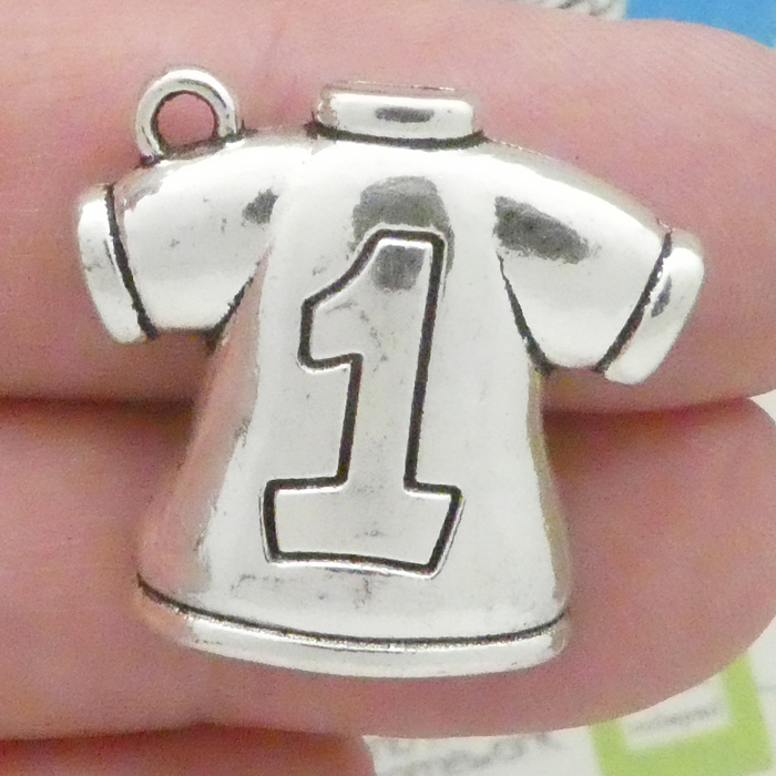 Sports JERSEY Football Charm in Antique Silver Pewter