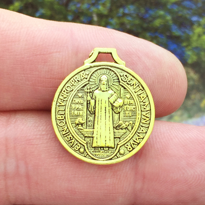 St. Benedict Medal In a Gold Frame