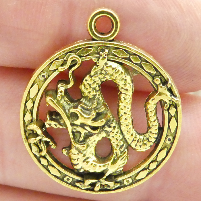 Bulk DRAGON Charms in Antique Gold Pewter