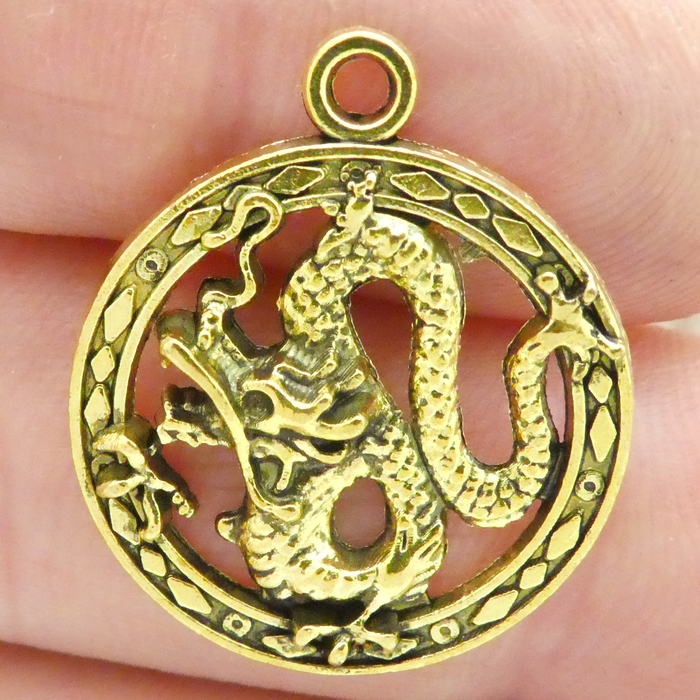 Bulk Dragon Charms in Antique Gold Pewter