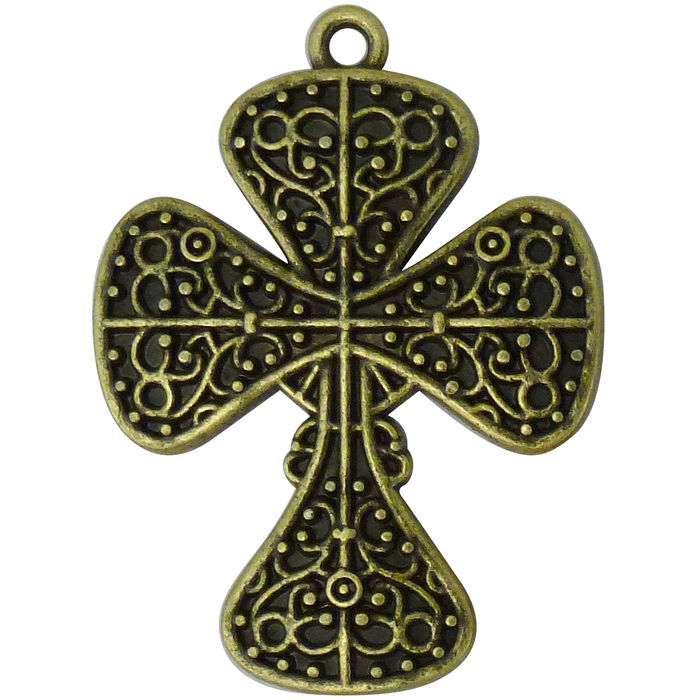 Ornate Bronze Cross Pendant in Pewter » Cross Charm