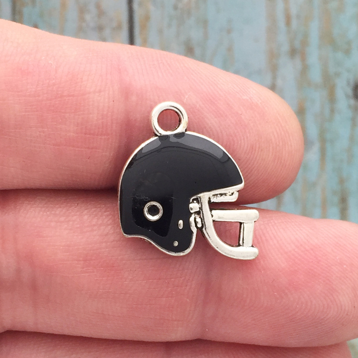 Black Football Helmet Charms Bulk in Silver Pewter » Sports Charm