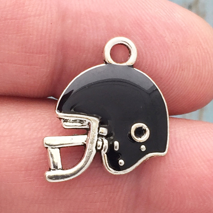 Black Football Helmet Charms Bulk in Silver Pewter » Sports Charm