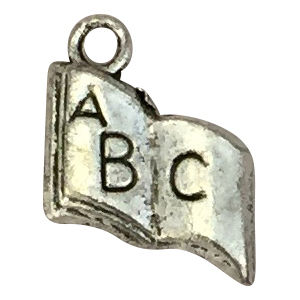 Open ABC BOOK Charm in Silver Pewter