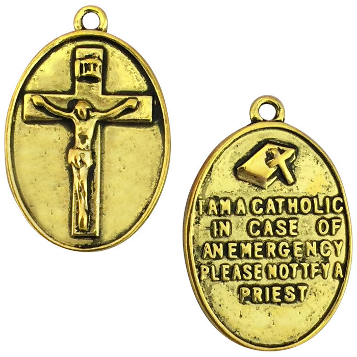 Gold I am Catholic Call a Priest Medal with Crucifix » Cross Charm