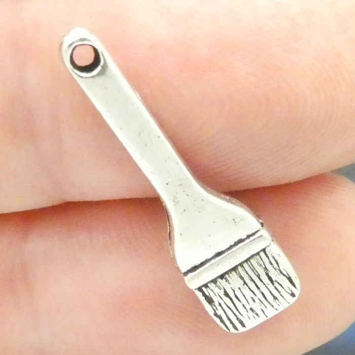 PAINT Brush Charms Bulk in Silver Pewter