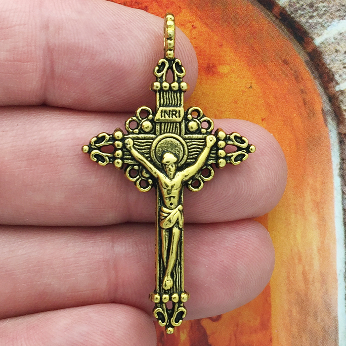 Simple Gold Cross Charms Wholesale in Pewter » Cross Charm