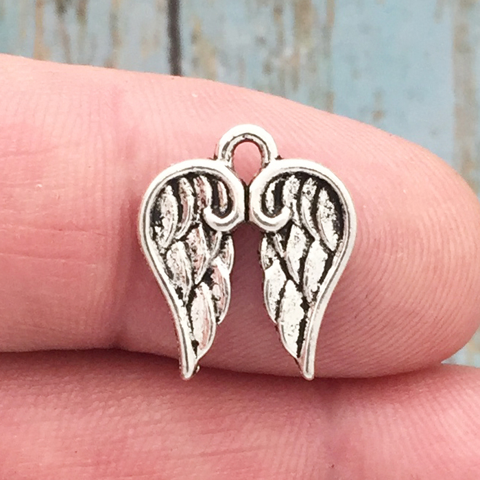 Silver Angel Wing Charms Bulk Large in Pewter » Angel Charm