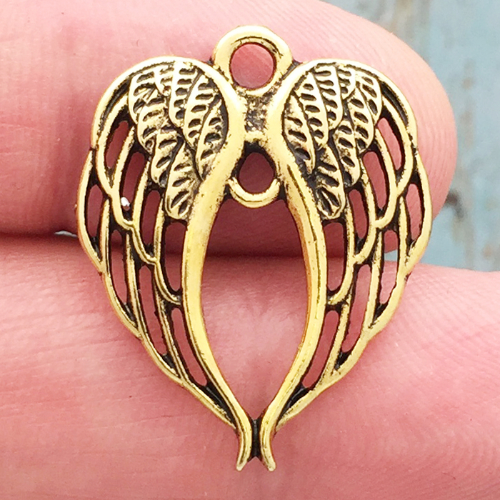 Angel Wings Charms for Jewelry Making Gold Pewter » Angel Charm