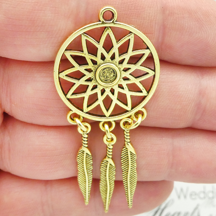 DREAM CATCHER Pendant in Gold Pewter