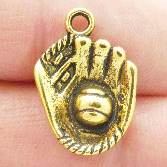 Baseball GLOVE Charms Wholesale Antique Gold Pewter