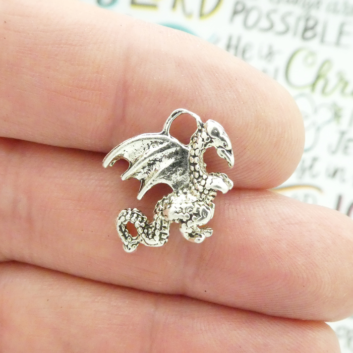 Silver Dragon Charms Wholesale in Pewter » Dragon Charm