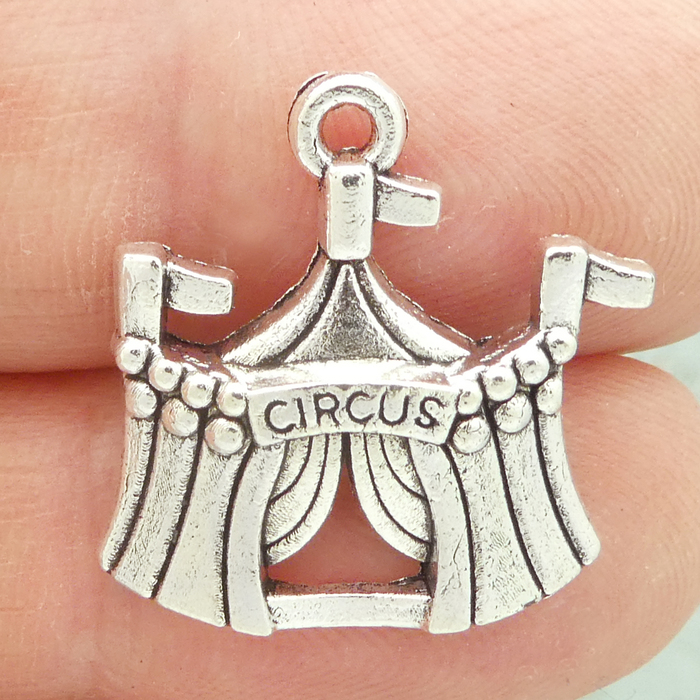 Circus TENT Charms Wholesale in Silver Pewter
