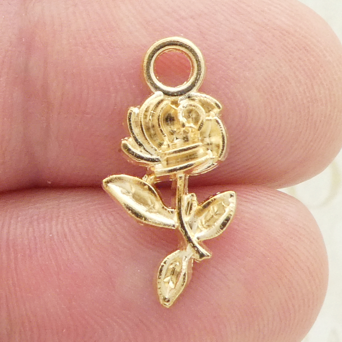 Rose Charms Wholesale Small in Rose Gold Pewter » Flower Charm