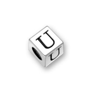 Sterling Silver Square Beads for Jewelry Making Alphabet Letter L