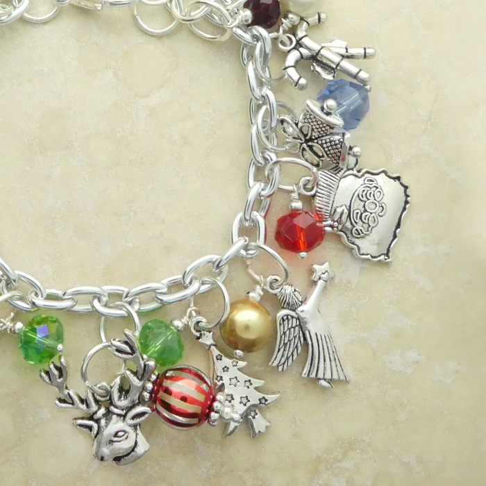 Sterling silver on sale christmas charm bracelet