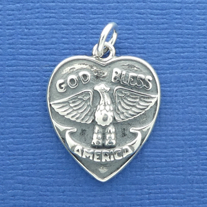 God Bless America Charm Sterling Silver » Heart Charm Sterling Silver