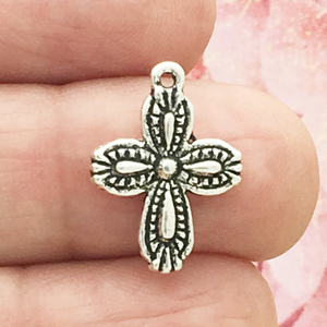 Small Cross Charms for Jewelry Making in Silver Pewter » Cross Charm