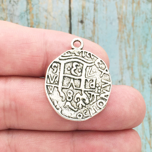 Spanish Coin Charms Bulk Silver Pewter Travel Charms