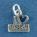 I Love Nascar Charm Sterling Silver Pendant