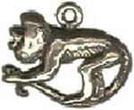 Baboon in 3D Monkey Charm Sterling Silver Pendant