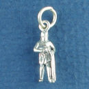 Astrology Zodiac Sign Charm Aquarius 3D Sterling Silver Charm Pendant