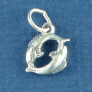 Astrology Zodiac Sign Charm Pisces Fish 3D Sterling Silver Charm Pendant