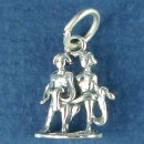 Astrology Zodiac Sign Charm Gemini 3D Sterling Silver Charm Pendant