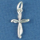 Cross in Wave Design Sterling Silver Charm Pendant Perfect for Small Children