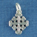 Cross Jerusalem Style Sterling Silver Charm Pendant