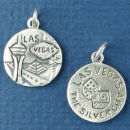 Tour: Las Vegas Nevada Double Sided Sterling Silver Charm Disk Pendant