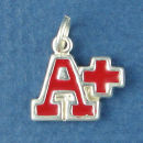 School A+ with Red Enamal Child's Sterling Silver Charm Pendant