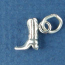 Cowboy Boot 3D Sterling Silver Charm Pendant Charm Bracelet Sized