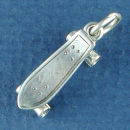 Skateboard with Moveable Wheels 3D Sterling Silver Charm Pendant